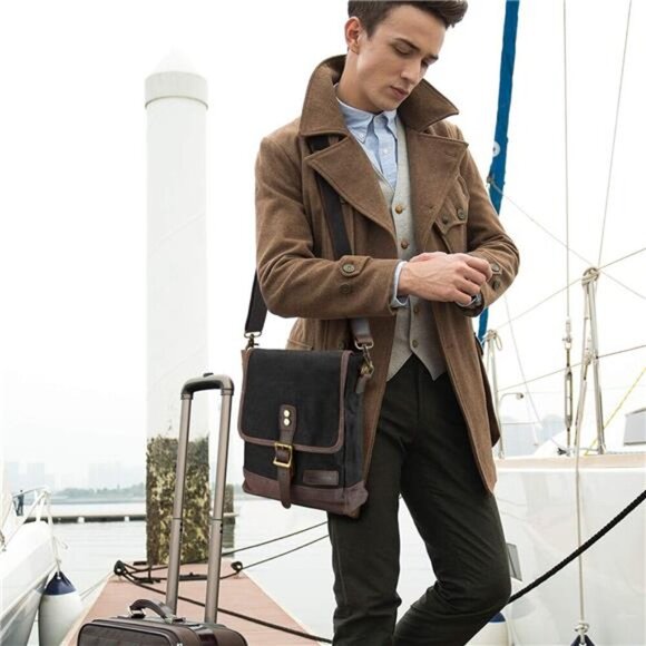 Messenger Bag for Men and Women Canvas Purse Crossbody Shoulder Bag - Picture 4 of 8